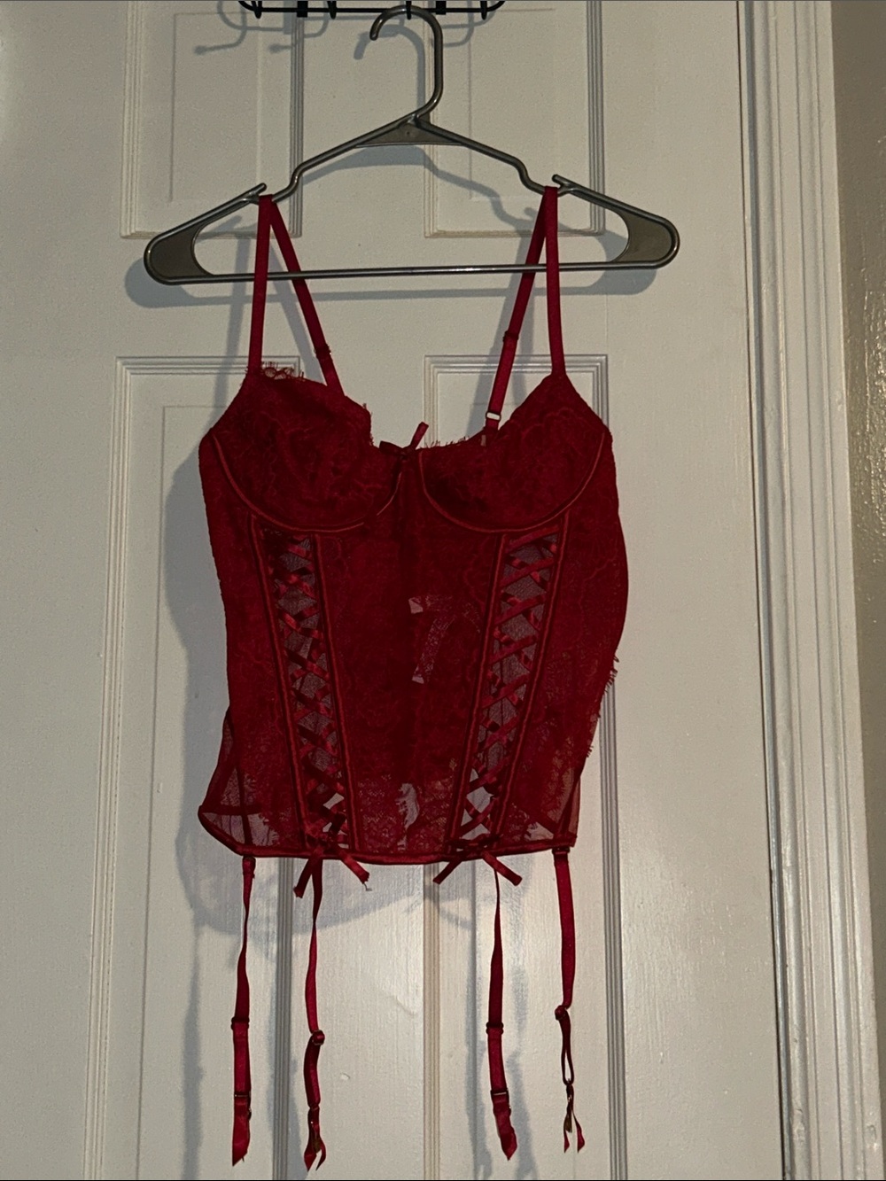 Victoria's Secret Red Lace Bustier with Garter Straps